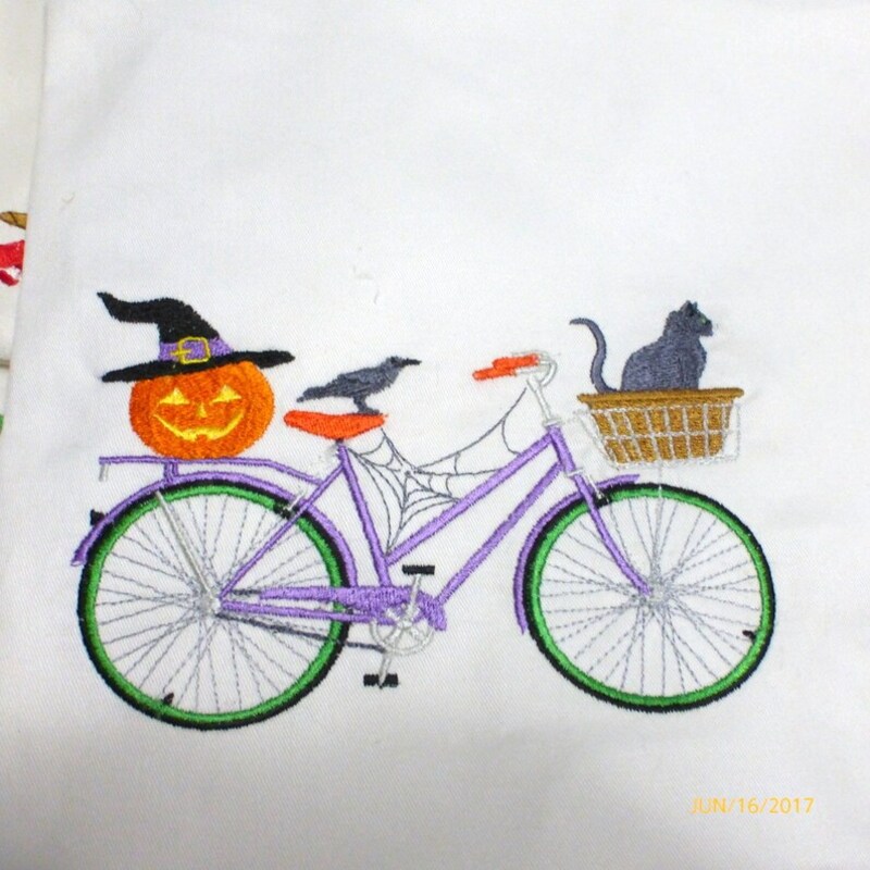 Halloween Pillow cover, Embroidered bicycle pillow, seasonal pillow covers